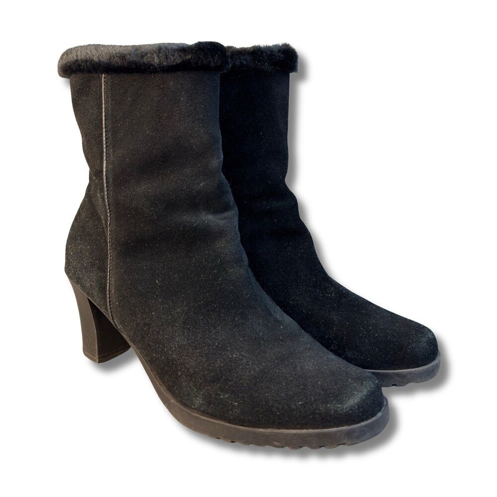 Sporto Waterproof Winter Black Leather Heel Boots Women's Size 8.5 M